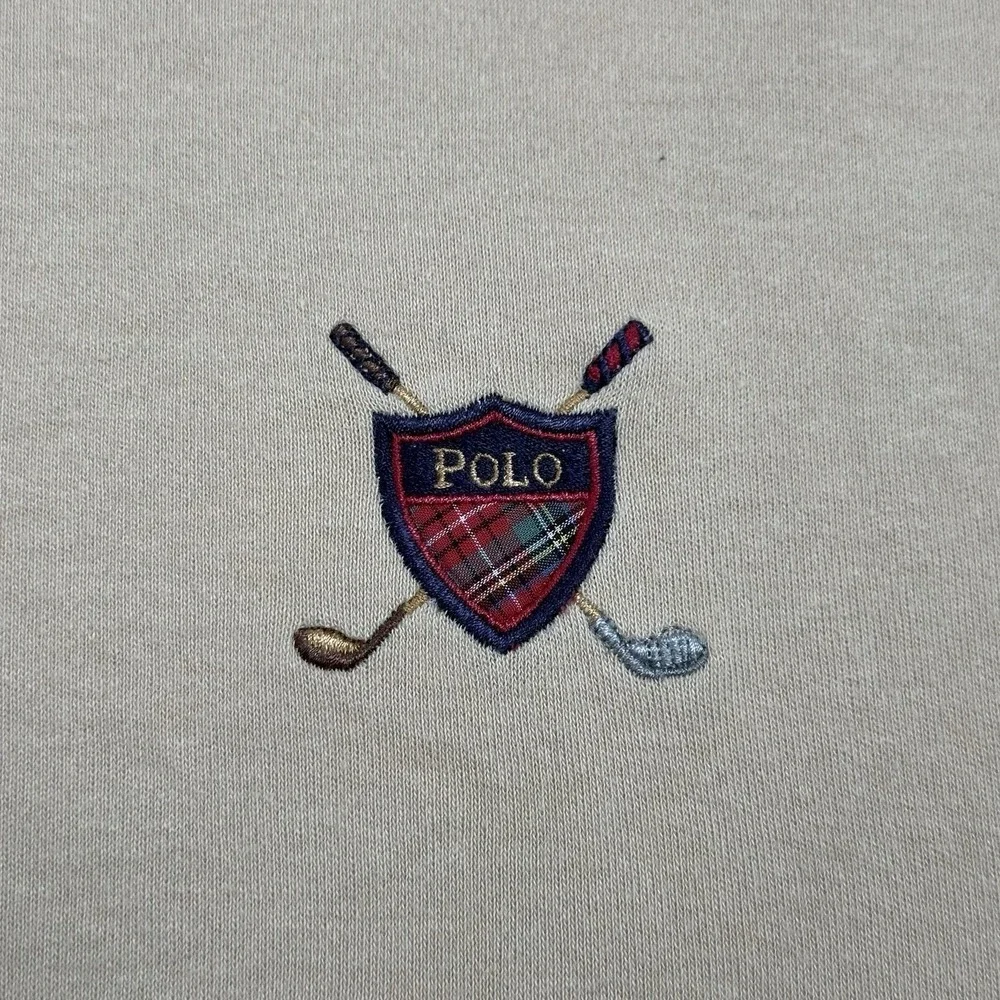 Vintage‎ Polo Ralph Lauren Golf Polo Shirt Beige Men's Large Pony